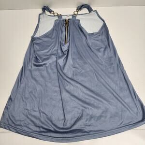 Dusty Blue Gray Zipper Decorative Strappy Tank Top Women's Size L